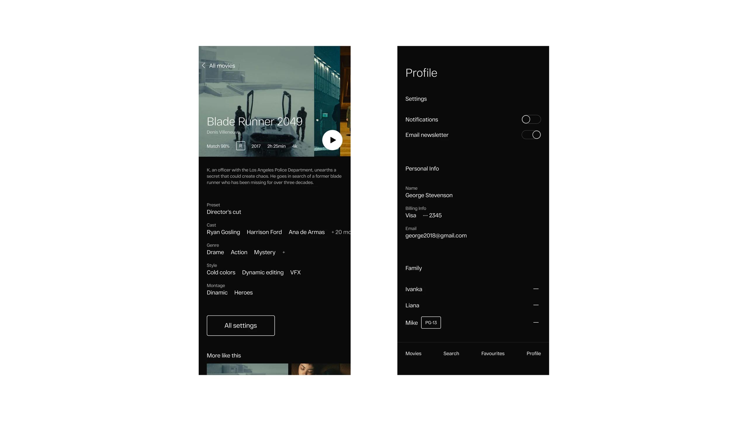 Movex — Movies and personal settings on mobile