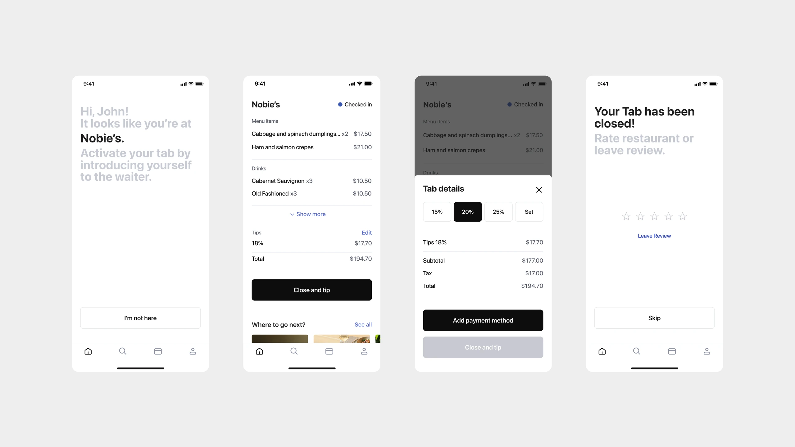 Tabbed — Dining Experience