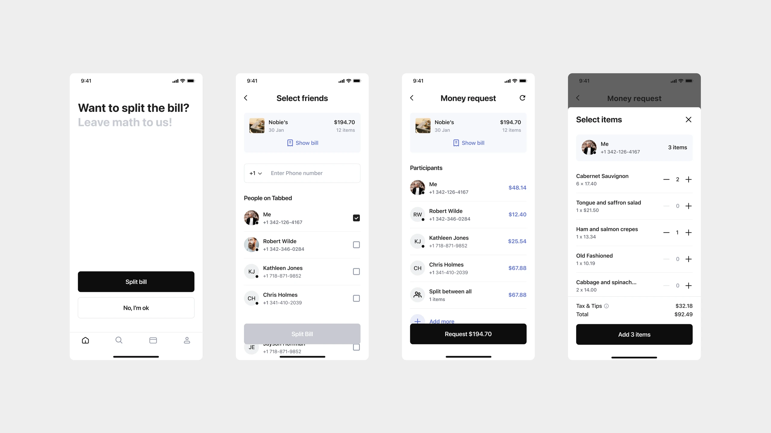 Tabbed — Splitting the bill
